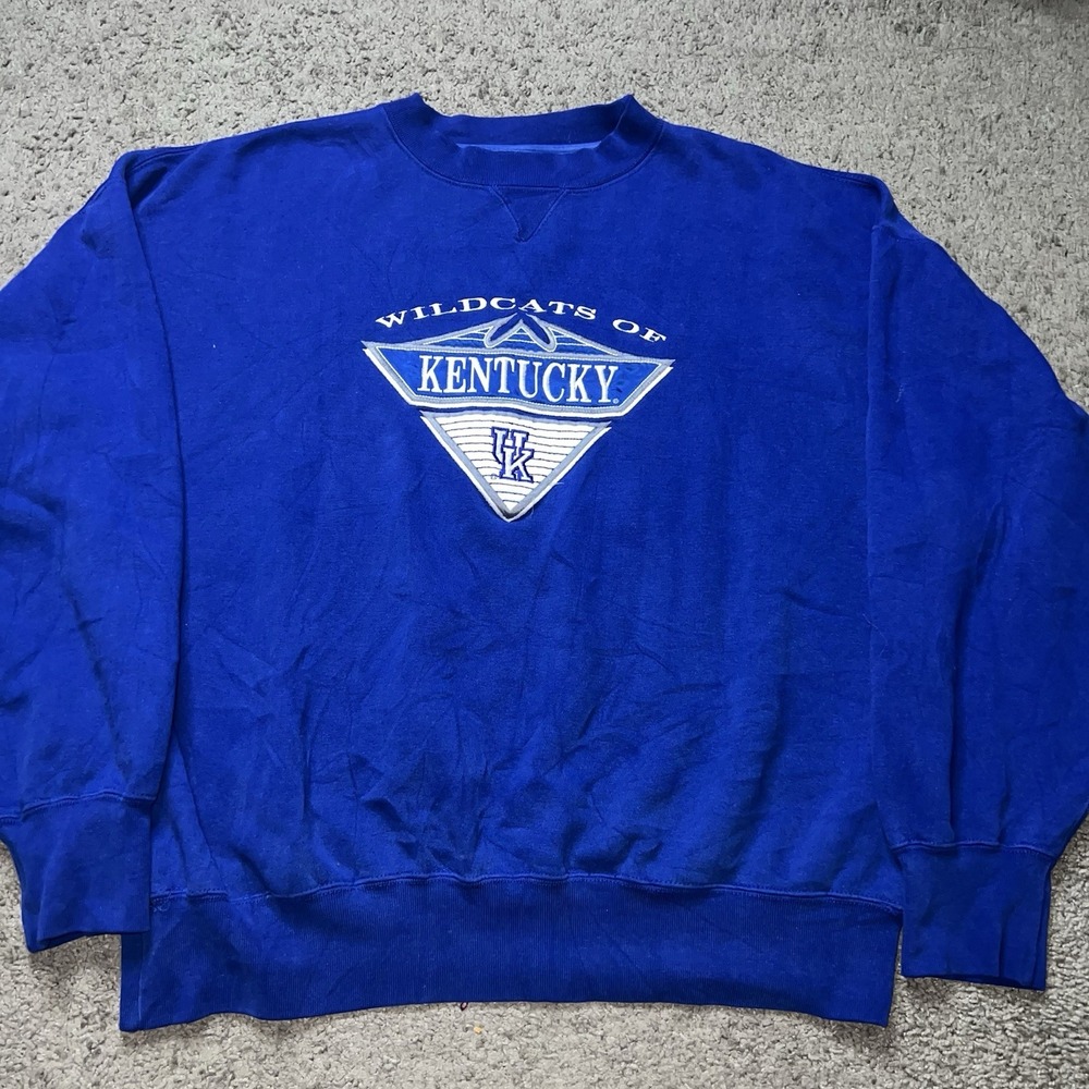 VINTAGE Kentucky Wildcats Sweatshirt Mens XL Blue Crewneck NCAA USA 90s - Picture 2 of 6
